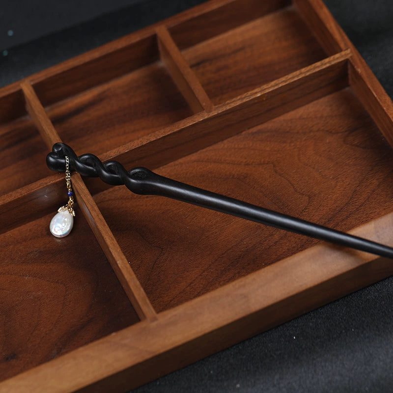 Dream of Nanke Ebony Pearl Tassel Hair Stick for Hanfu