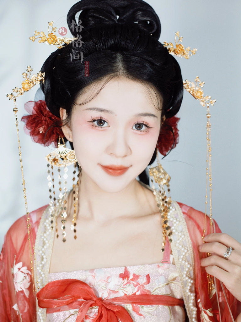 Hanfu Hair Clips: Crimson Rose