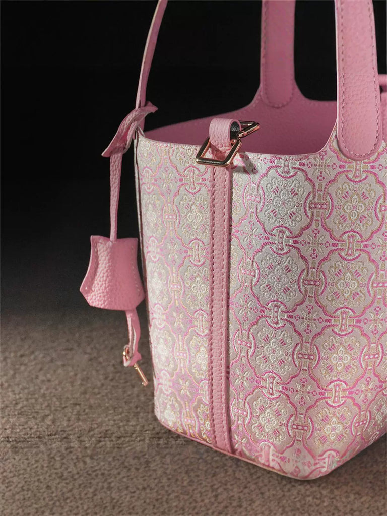 Dancing Breeze Pink Quartz Basket Handbag for Woman