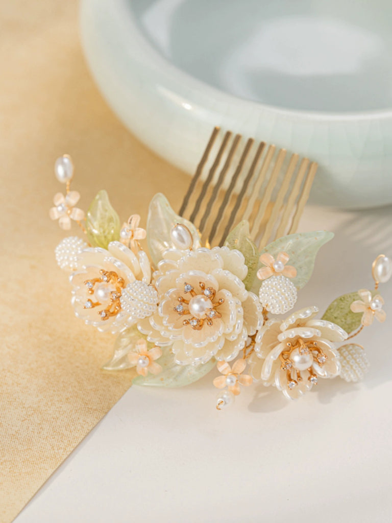 Hanfu Hair Accessories Set: White Rose