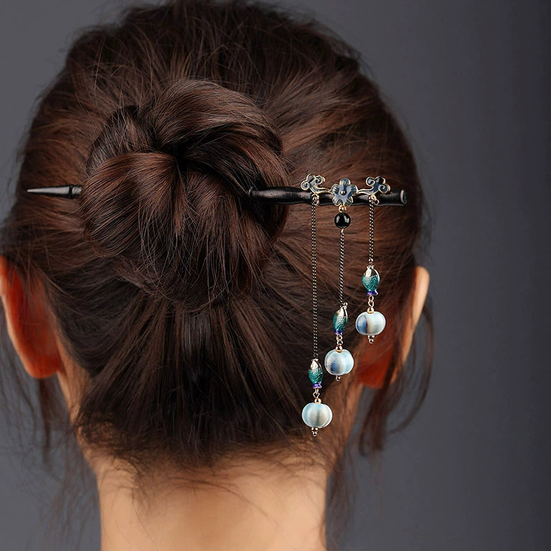 Ebony Sandalwood Hair Stick: Droplets