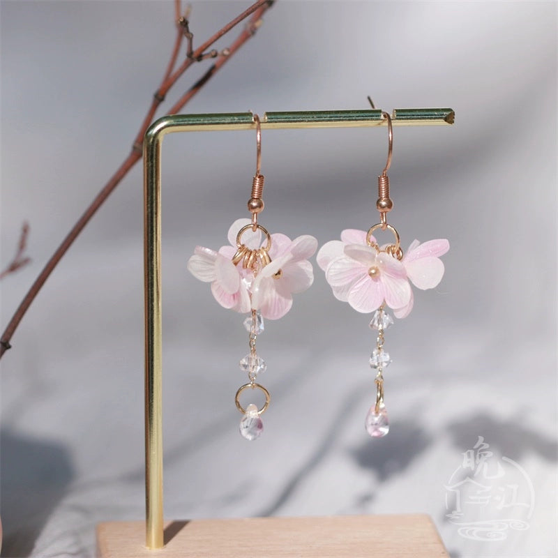 Pink Blooms Chinese Style Earrings