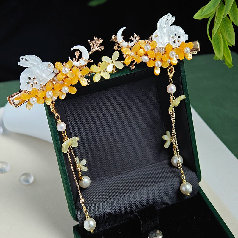 Hair Clip: Jade Rabbit Osmanthus