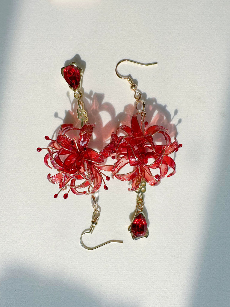 Red Spider Lily Chinese Style Earrings