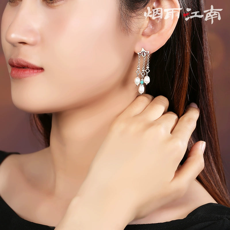 Starry Pearls Chinese Style Earrings