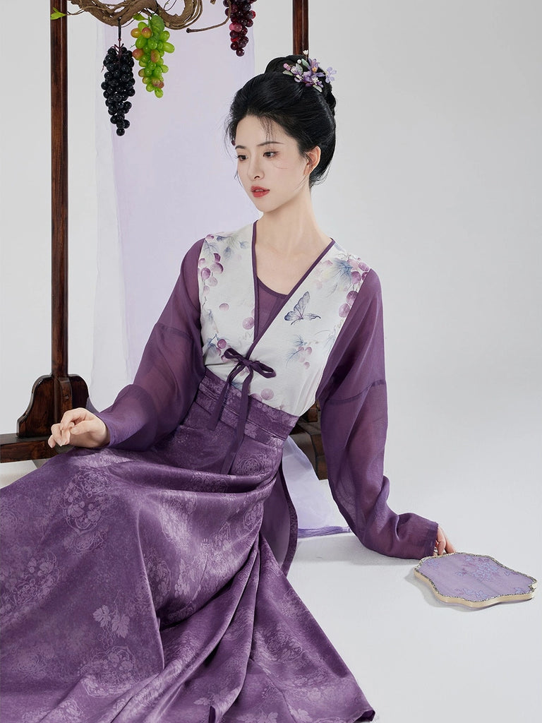 Tang Dynasty Modern Hanfu Set with Beizi Overlay & Flowing Eight-Panel ...