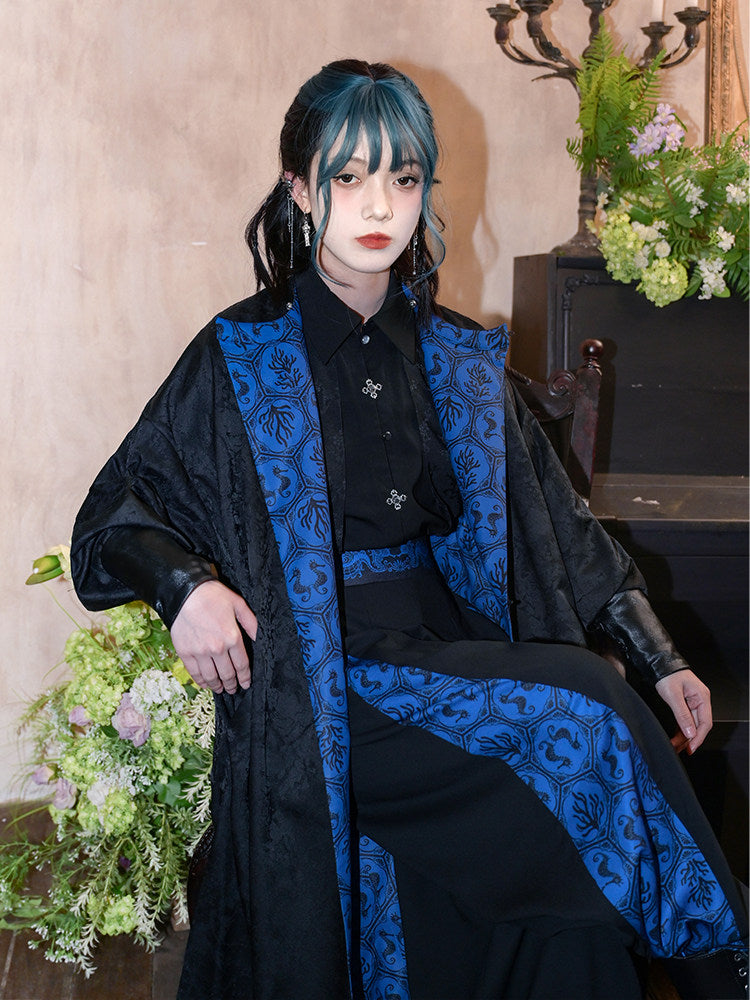 Tang Dynasty Modern Hanfu Reversible Round Neck Robe Chinese Style Pri ...