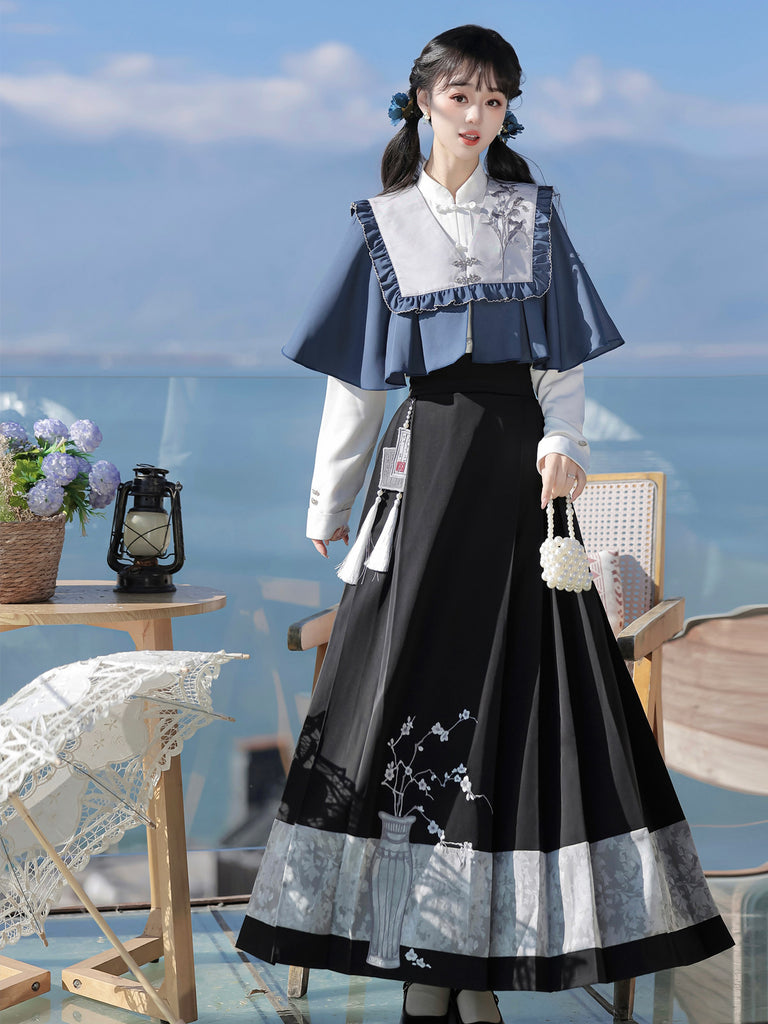 Ming Dynasty Modern Hanfu Shawl and Mamianqun - Night Reads 夜与书香 ...