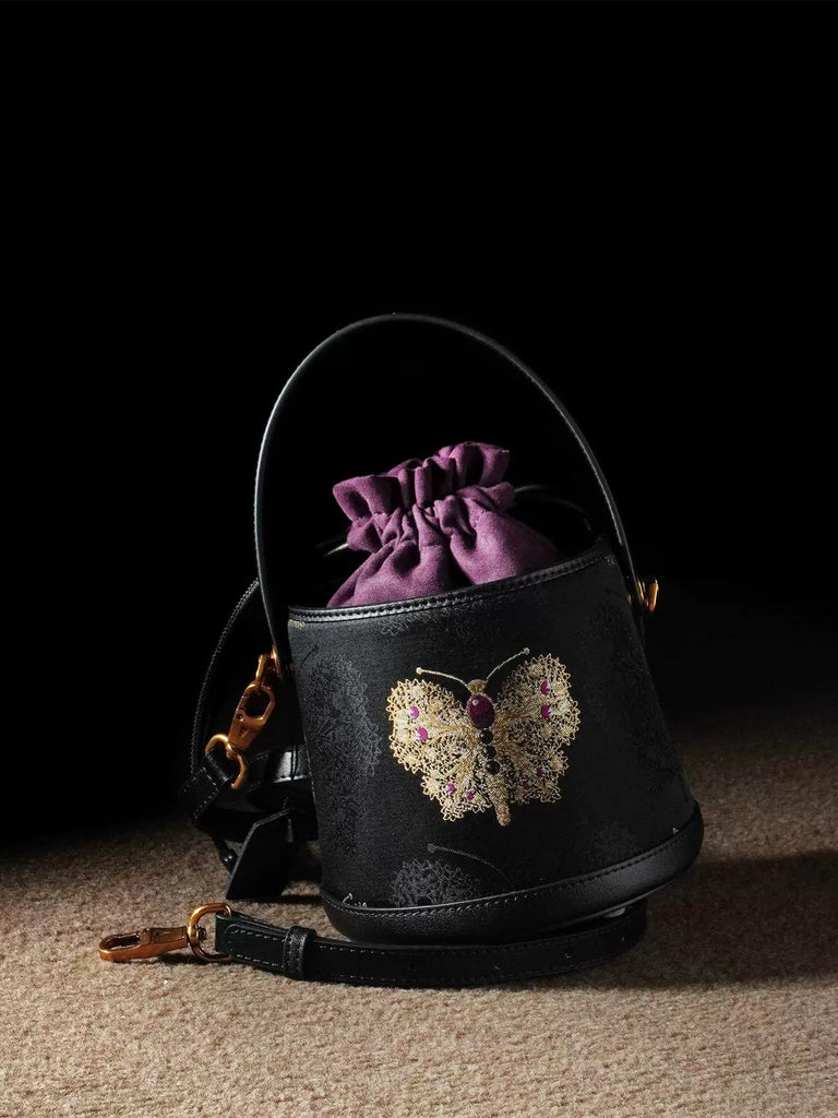 Golden Butterfly Mini Bucket Bag