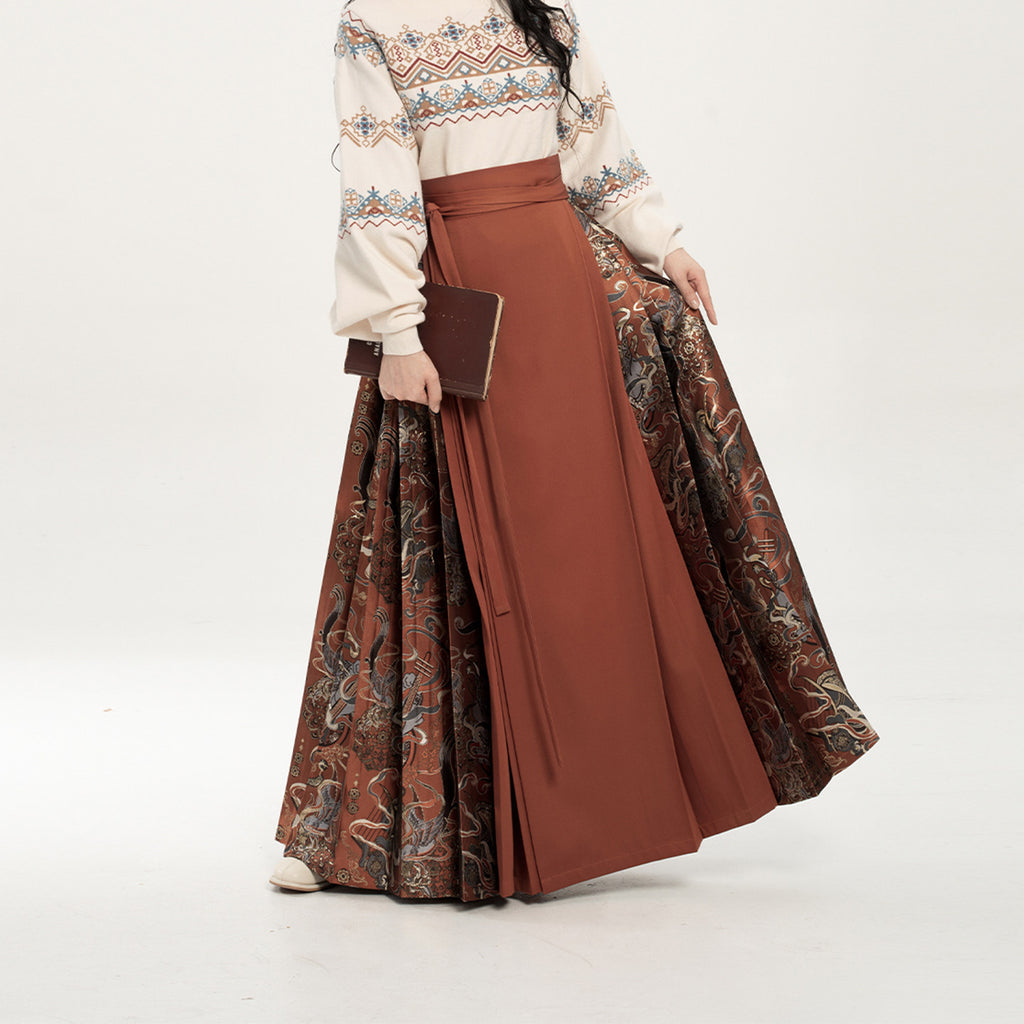 Dunhuang Museum Turtleneck Sweater and Mamianqun Hanfu Set - Pipa Musi ...