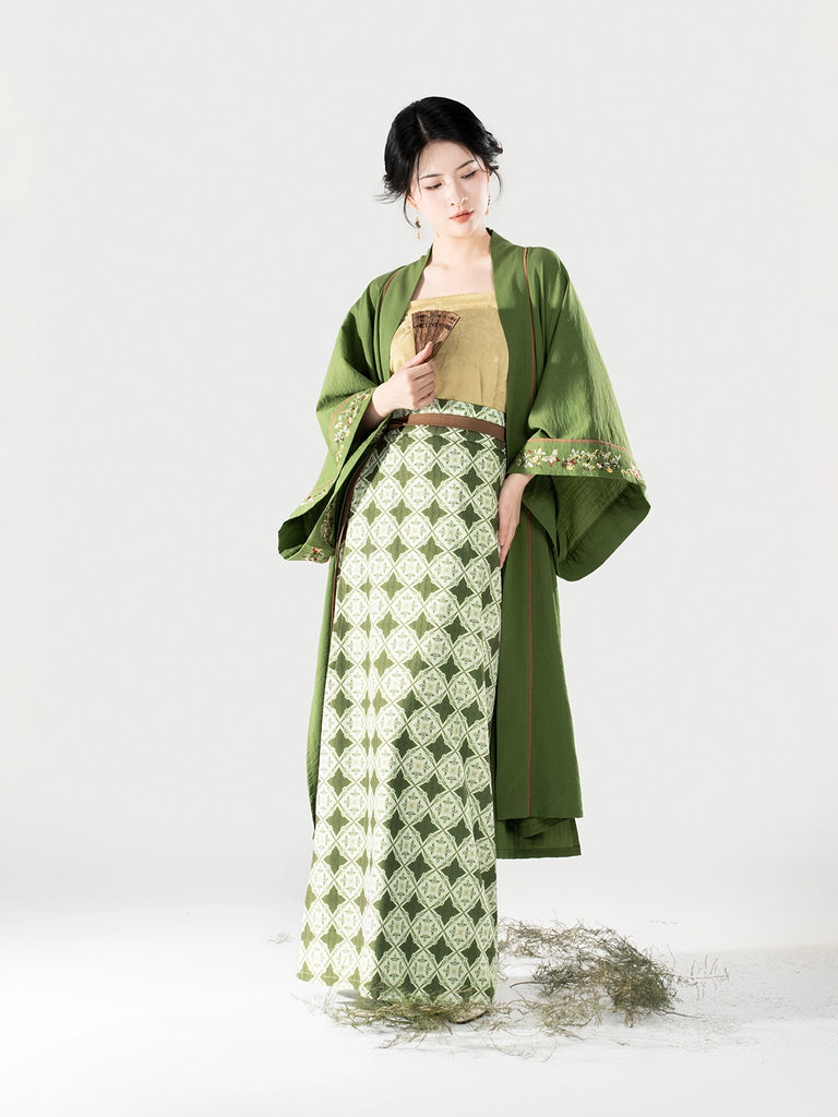 Song Dynasty Modern Hanfu Set with Changgan Temple Beizi and Spiral Sk ...