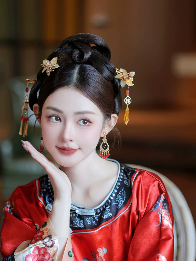 Flying Bird and Floral Bridal Hairpin Classical Chinese Wedding Headpiece for Xiuhe and Morning Robe Bride