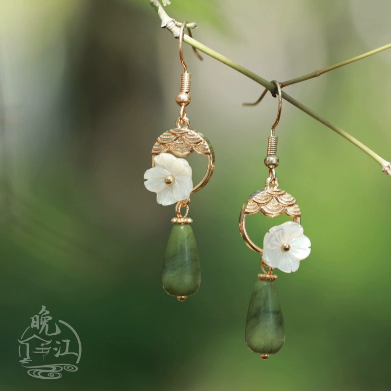 Mirror Flower Moon Chinese Style Earrings