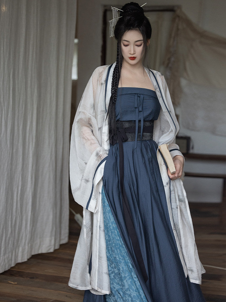 Song Dynasty Modern Hanfu Long Jacket with Wide Leg Pants - Observing ...