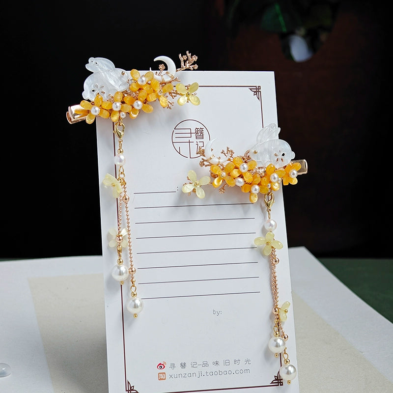 Hair Clip: Jade Rabbit Osmanthus