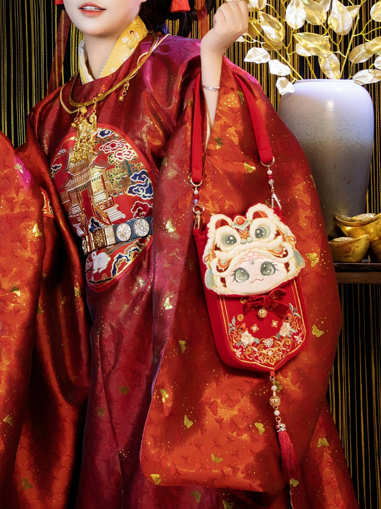 Golden Snake Hanfu Embroidery Phone Bag for Women