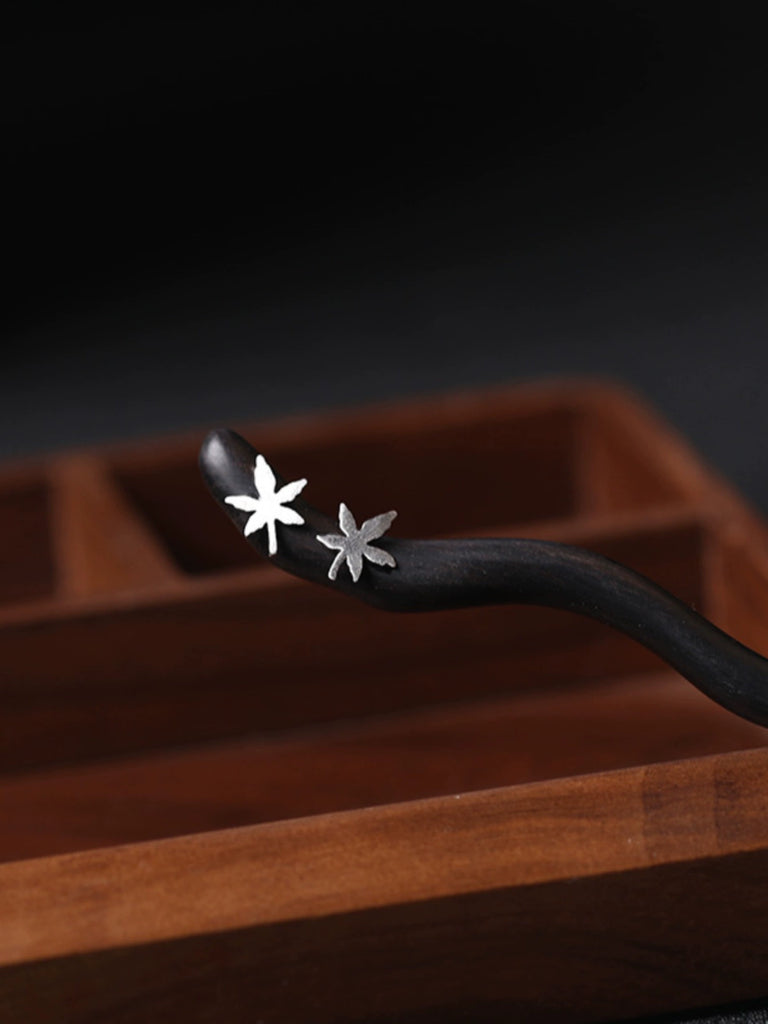 Maple Forest Dusk Sterling Silver Ebony Hair Stick