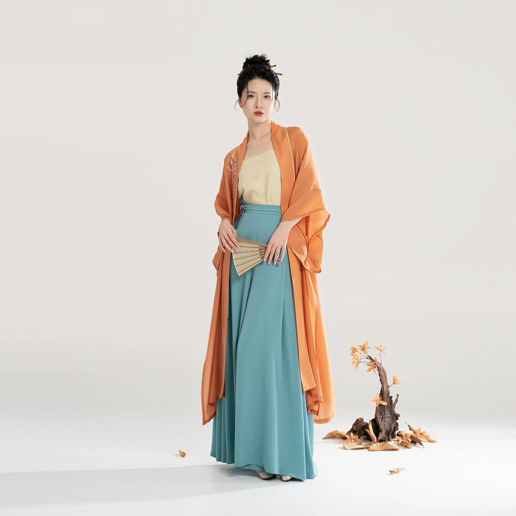 Song Dynasty Modern Hanfu Set with Changgan Temple Beizi and Wide Leg ...