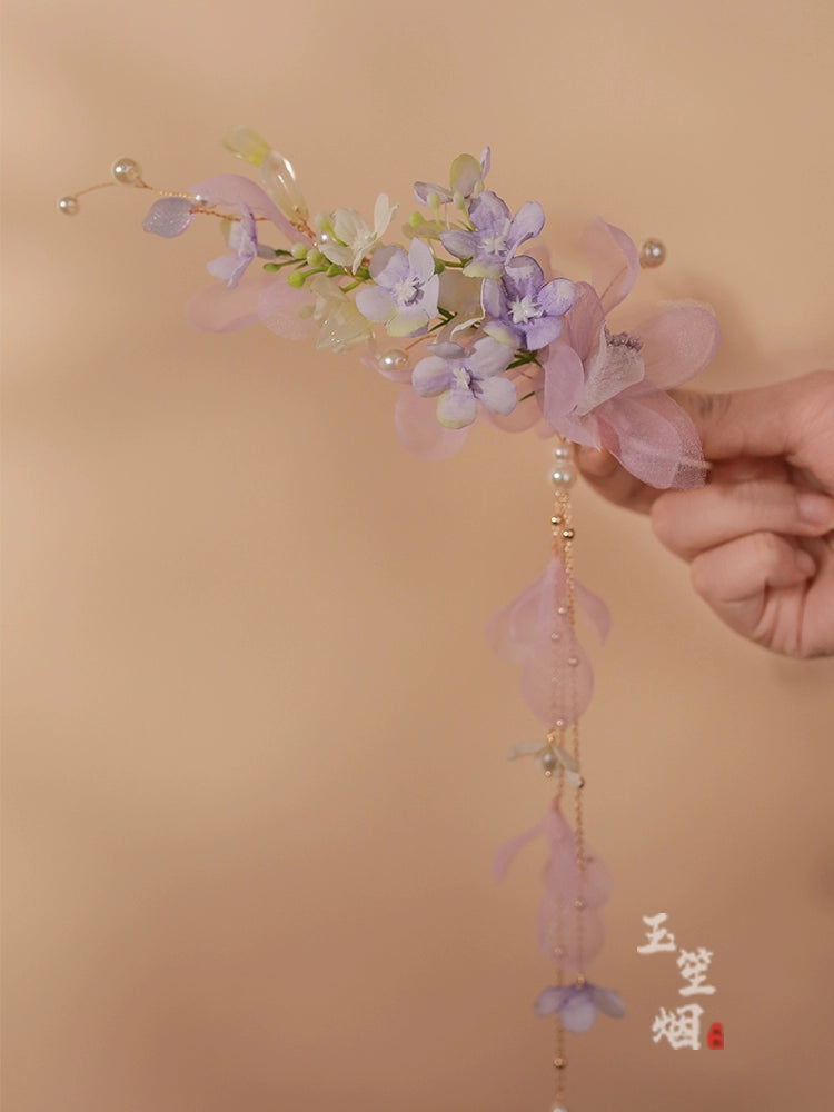 Hanfu Hair Clips: Purple Blooms