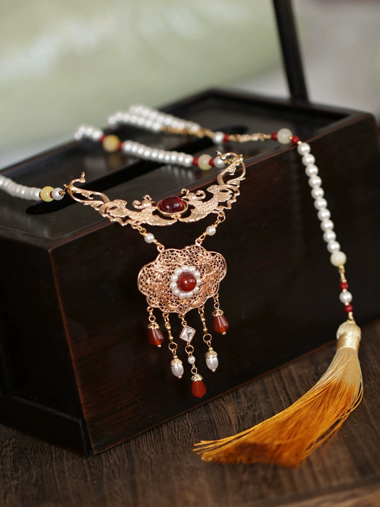 Sweet Orange Chinese Style Necklace