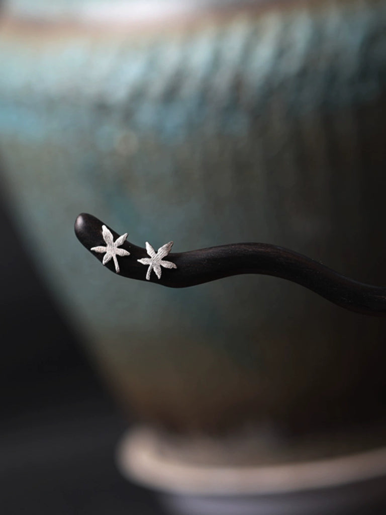 Maple Forest Dusk Sterling Silver Ebony Hair Stick