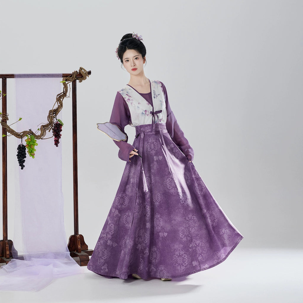 Tang Dynasty Modern Hanfu Set with Beizi Overlay & Flowing Eight-Panel ...