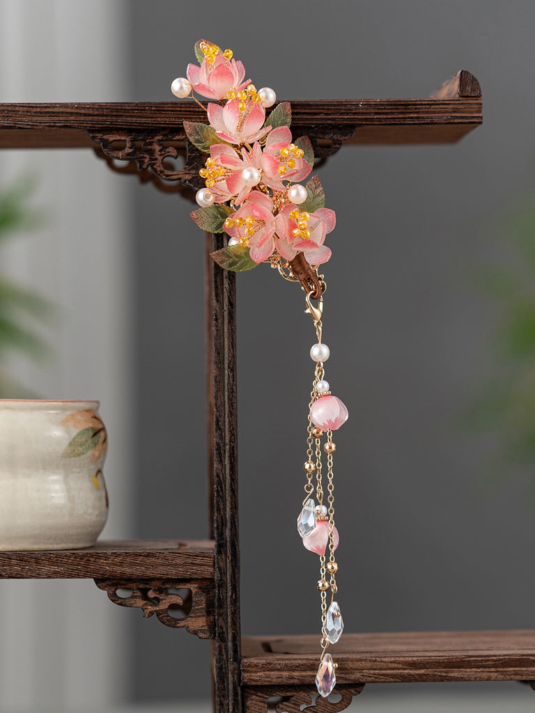Falling Cherry Blossom Poetry - Hanfu Hair Accessories Set, Romantic Ancient Style Hairpins