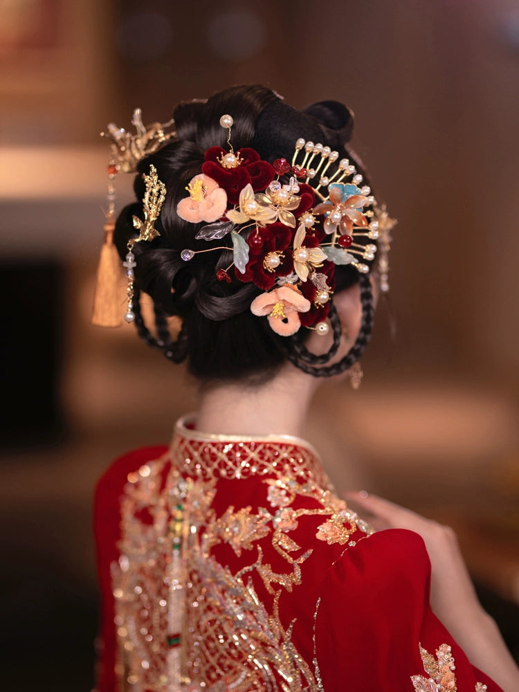 Chinese Wedding Hair Accessories: Crimson