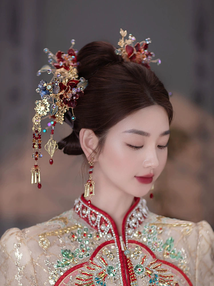 Chinese Wedding Hair Accessories: Radiant Hearts