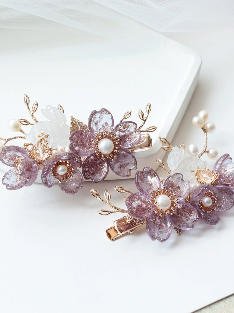 Hair Clips: Glass Flowers