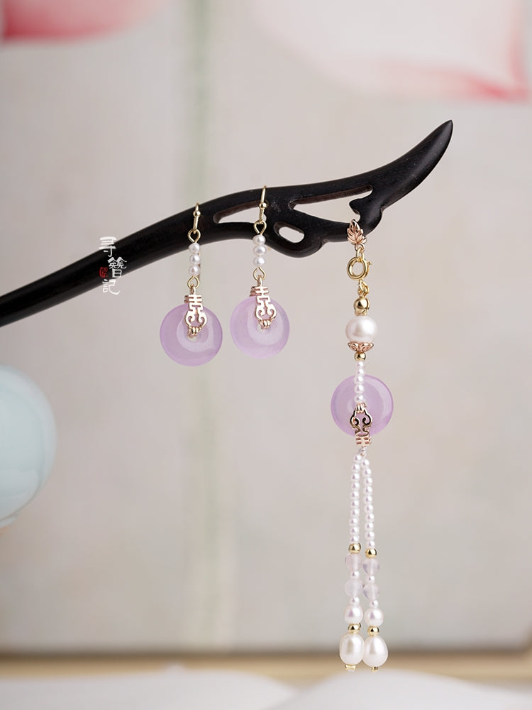 Hair Pin & Earrings: Lilac