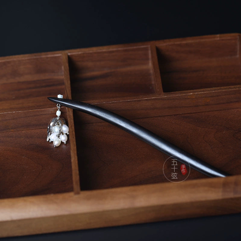Frost Pearl Ebony Freshwater Pearl Ancient Chinese Hair Stick