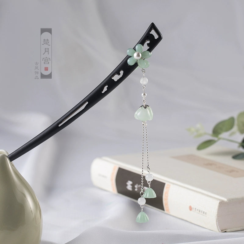 Long Tassels Ebony Hair Stick: Sword