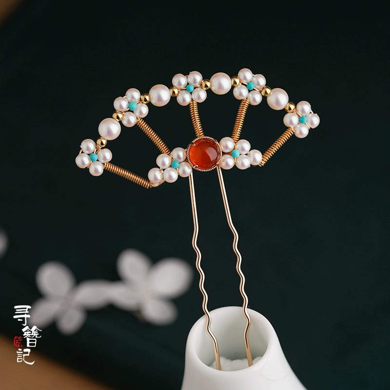 Hair Pin: Pearl Fan