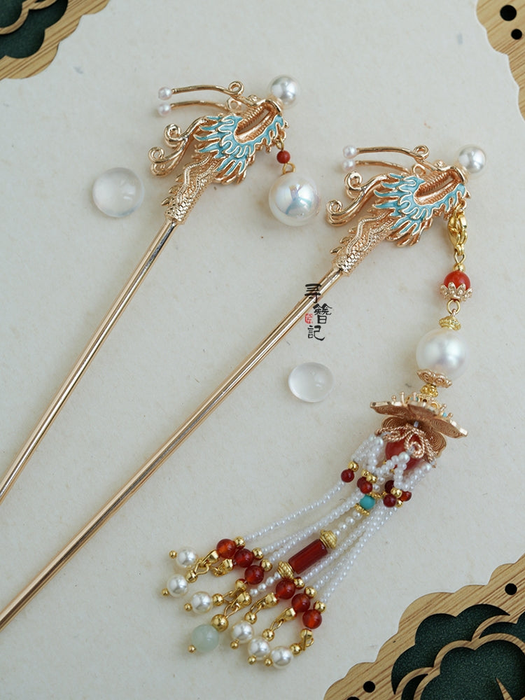 Tassel Hair Pin: Soaring Dragon