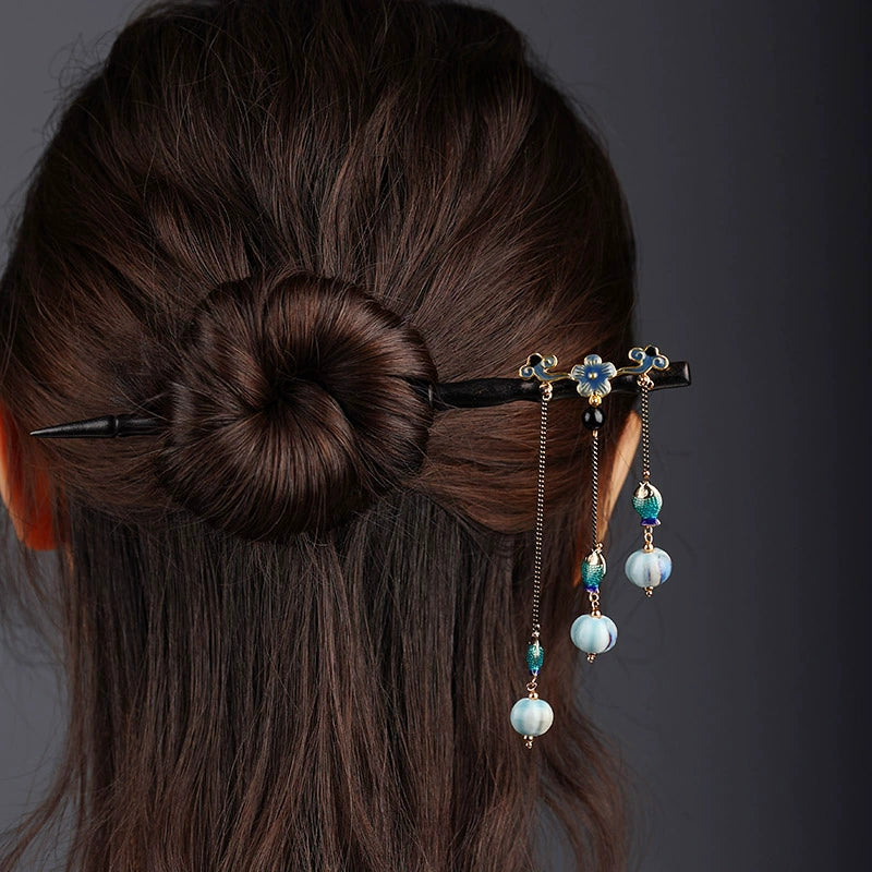 Ebony Sandalwood Hair Stick: Droplets