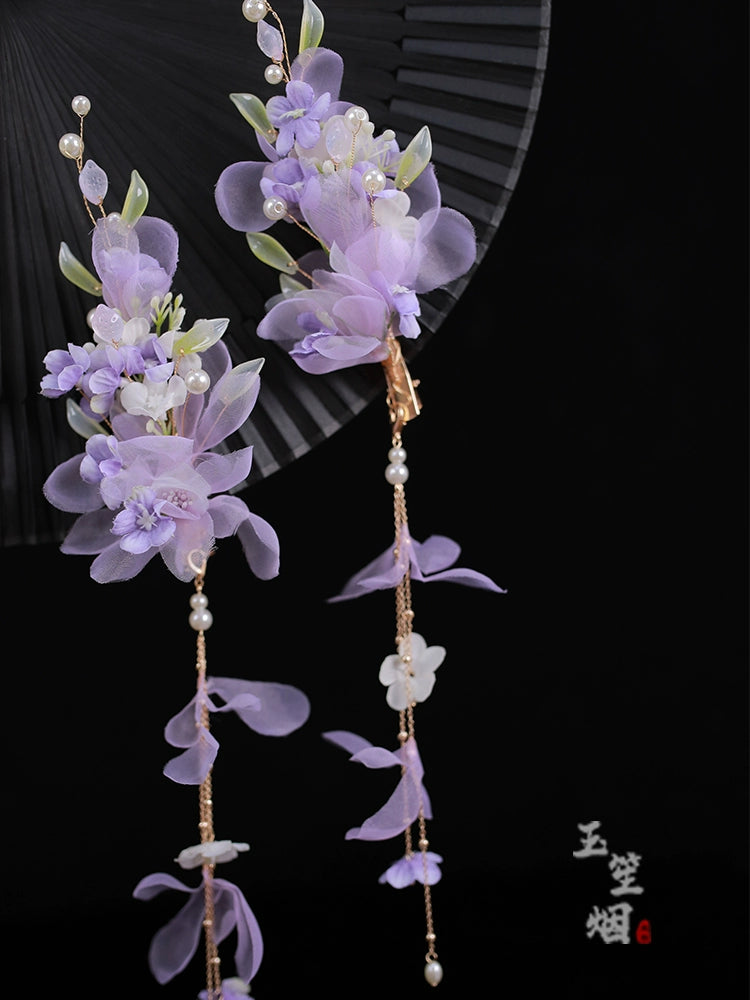 Hanfu Hair Clips: Purple Blooms