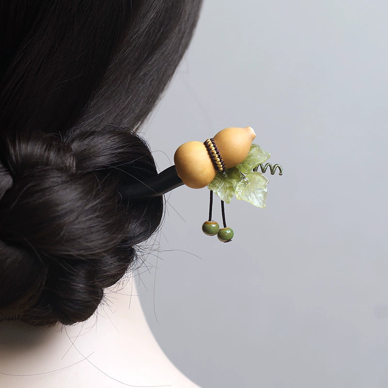 Wandering Knight Ebony Hairpin New Chinese Style Natural Gourd Ancient Hair Stick