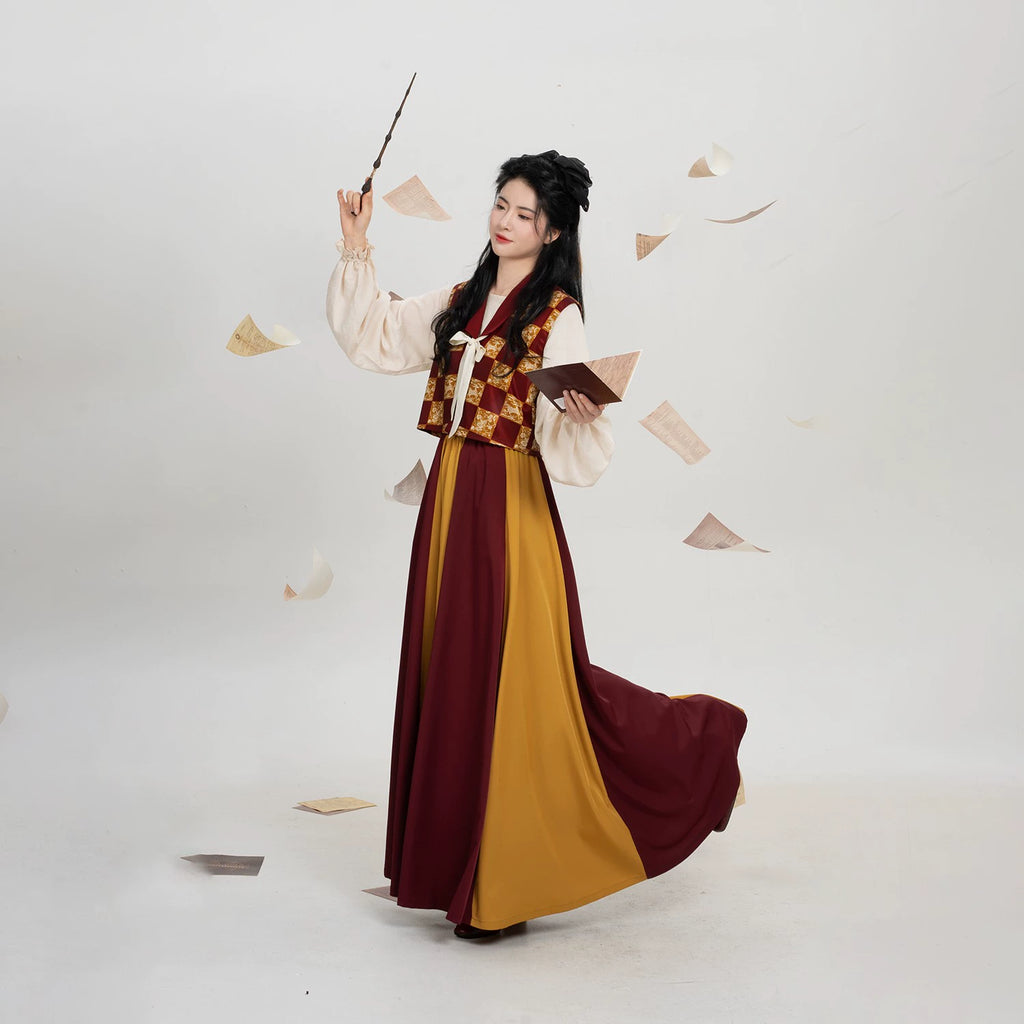 Tang Dynasty Modern Hanfu Set with Beizi Overlay & Flowing Eight-Panel ...
