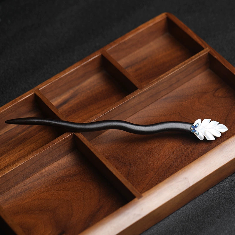 Radiant Glow Handmade Mother-of-Pearl Ebony Hair Stick