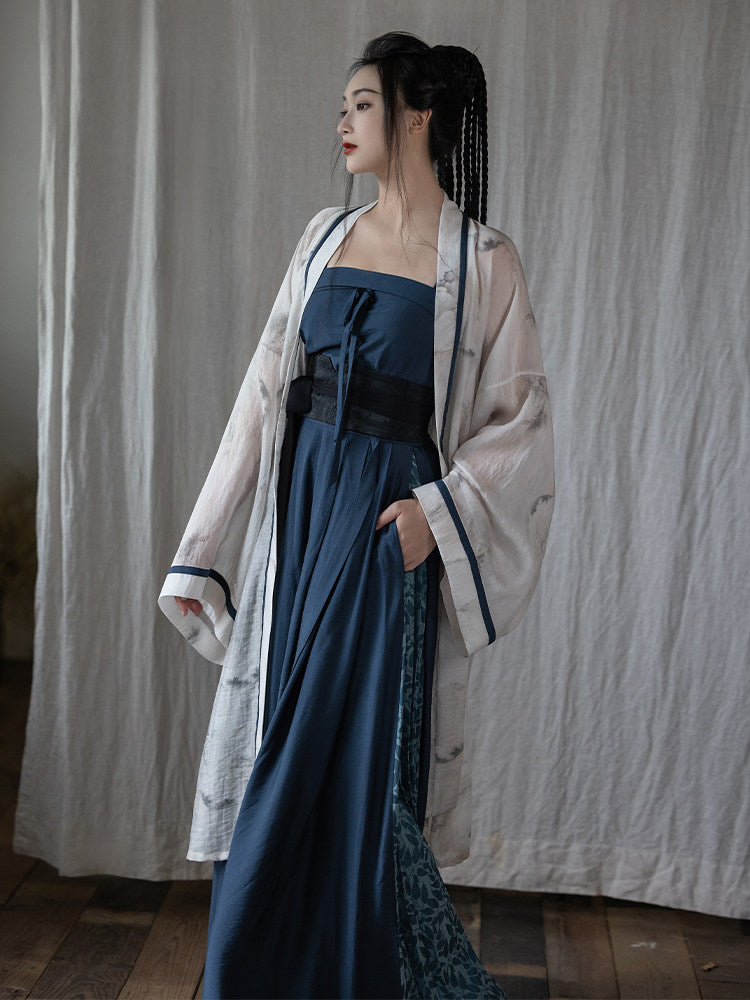 Song Dynasty Modern Hanfu Long Jacket with Wide Leg Pants - Observing ...