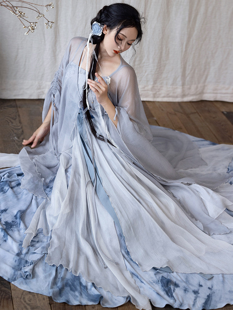 【Hanfu】Stopping clouds, falling moon|Song Waist-length skirt main image 1