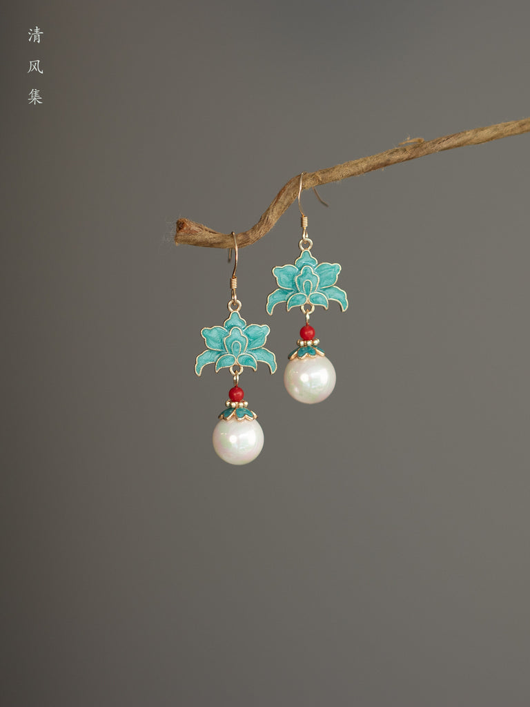 Art of Porcelain Antique Earrings | Hanfu Jewelry – Hanfu Story