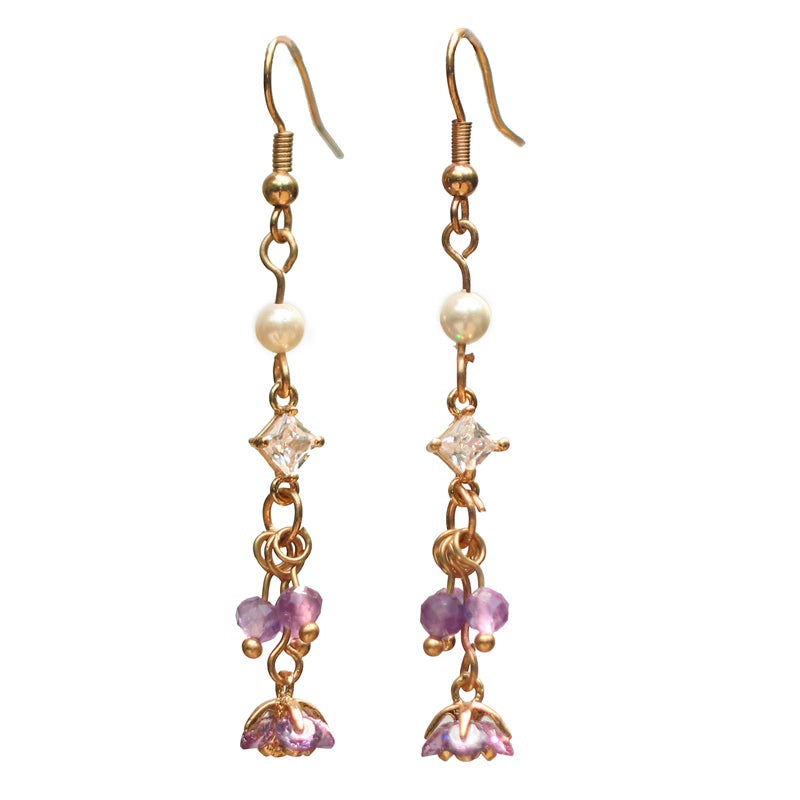 Purple Kite Tassel Chinese Style Earrings