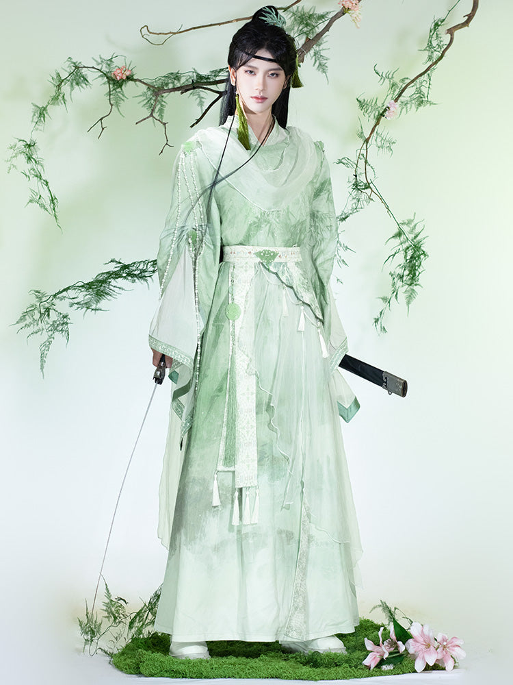 Fuyun - Round-Collar Embroidered Green Wide-Sleeve Xianxia Hanfu Se Hanfu Story Fuyun - Round-Collar Embroidered Green Wide-Sleeve Xianxia Hanfu Se Hanfu Story