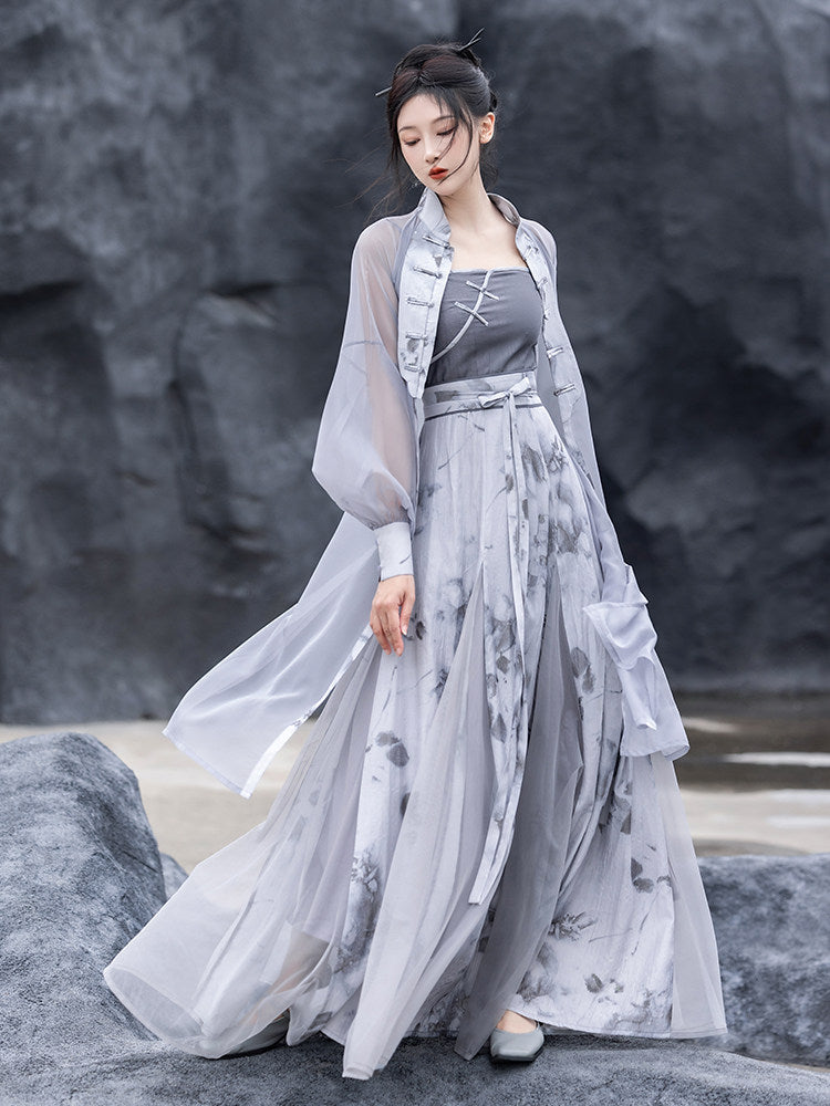 New Chinese Style Sheer Robe and Slip Dress - Wuji 无极 (Preorder ...