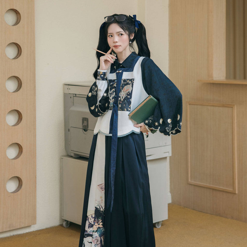 Ming Dynasty Modern Hanfu Bijia with Wide Leg Pants - Osmanthus Branch ...