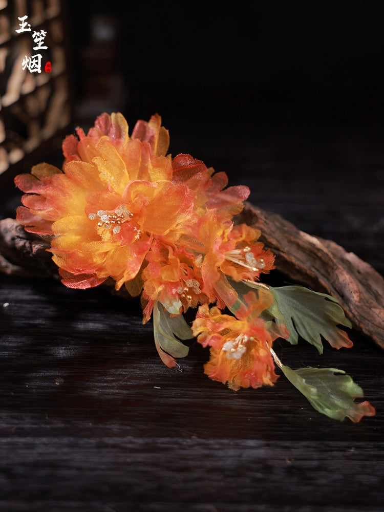 Hanfu Hair Accessories Set: Orange Peony