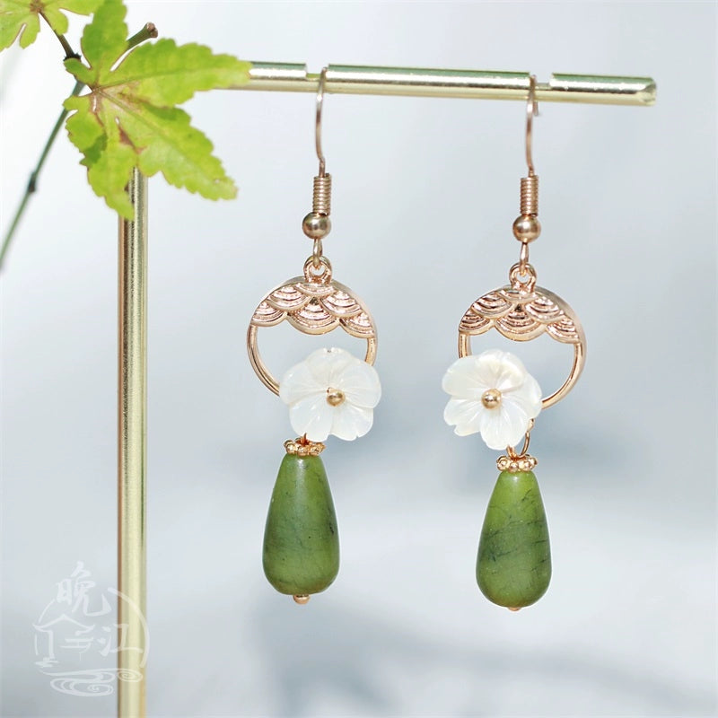 Mirror Flower Moon Chinese Style Earrings