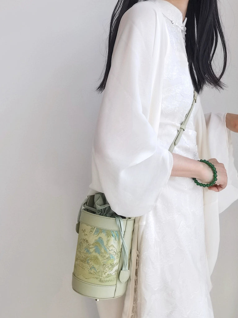 Thousands of Miles Song Brocade Bucket Bag for Women